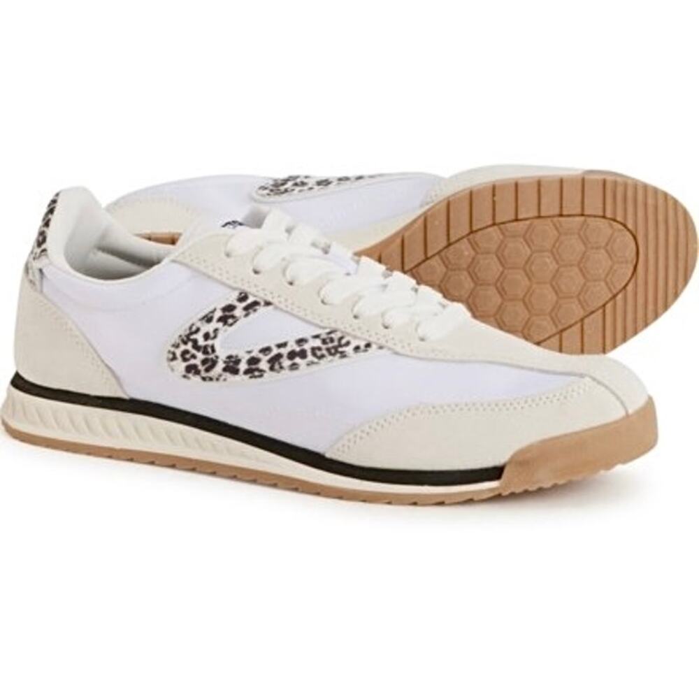 NWT Tretorn Kristine Elite Sneakers 7.5M Suede Nylon Black White Leopard